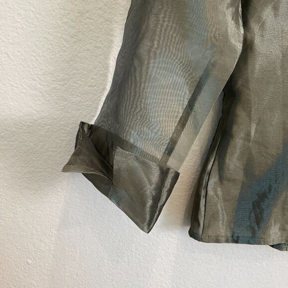 Alex Evenings Womens Small Green Organza Jacket 3/4 Sleeve Party Formal - Picture 11 of 11